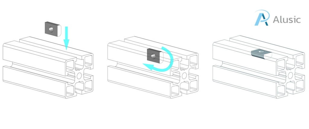 Alusic Rectangular nut 13x20 mm