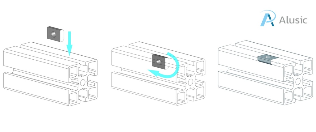 Alusic Rectangular nut 13x40 mm