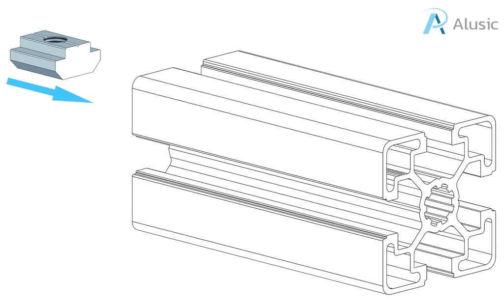 Alusic Sliding block 18x18 mm