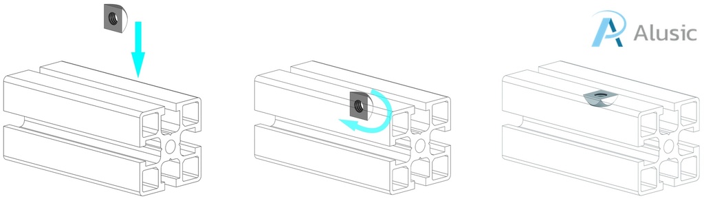 Alusic Square nut 13x13 mm