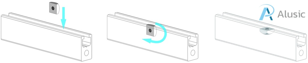 Alusic Square nut 9x9 mm