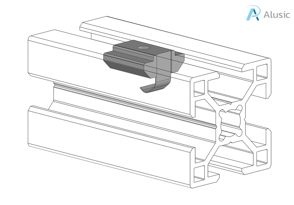 Alusic Swivel-in sliding block with spring 15x15 mm