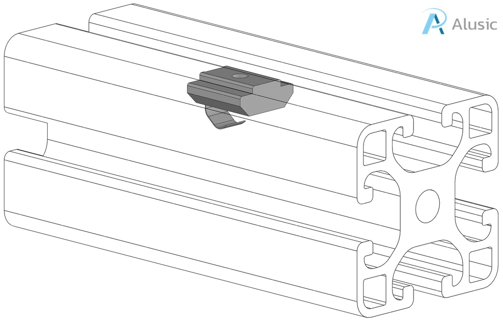 Alusic Swivel-in sliding block with spring 15x15 mm