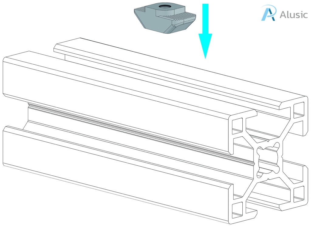 Alusic T-nut 16x7.8 mm