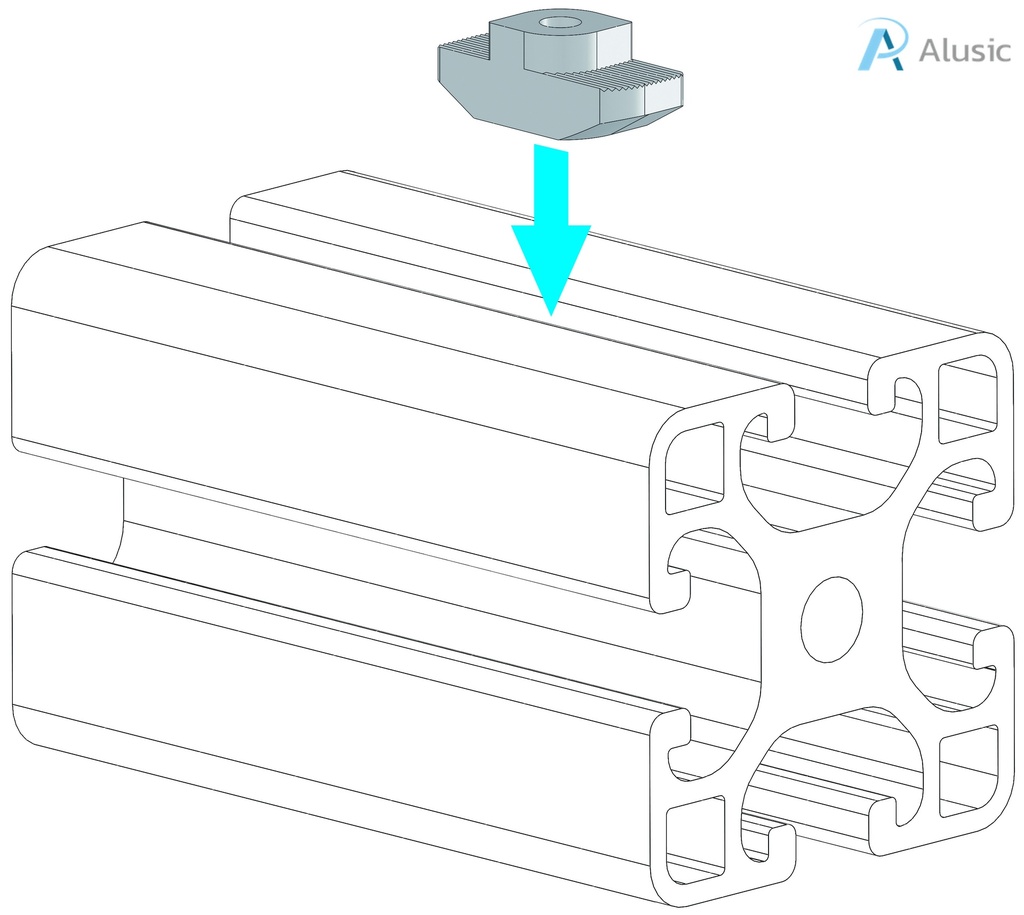 Alusic T-nut 9.5x8 mm