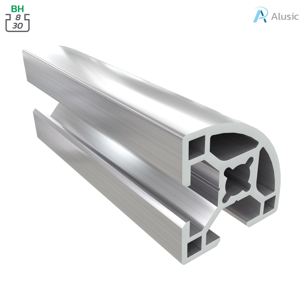 Alusic Aluminium Profile, 30x30 mm, round