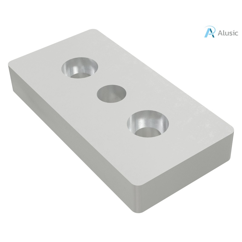 Alusic Plate for feet and wheels, 80x40 mm with central M12 hole