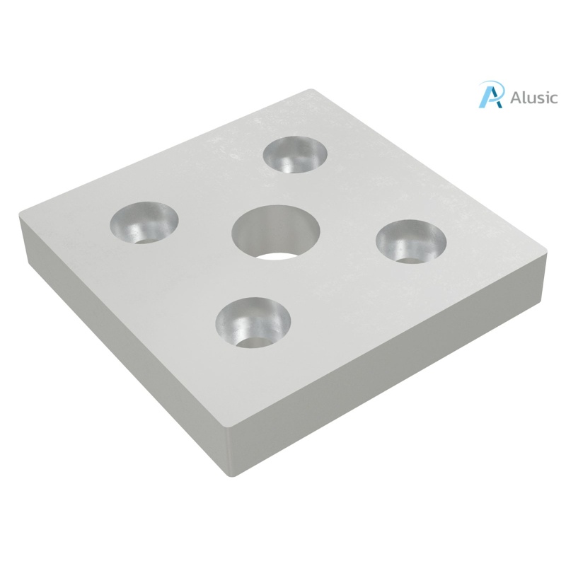 [084.405.006] Alusic Plate for feet and wheels, 80x80 mm with 4 x M16