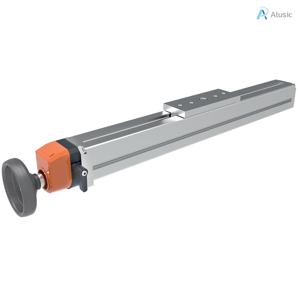 Alusic manual positioner 800.070, screw transmission, ø6 rollers, 55x55 profile