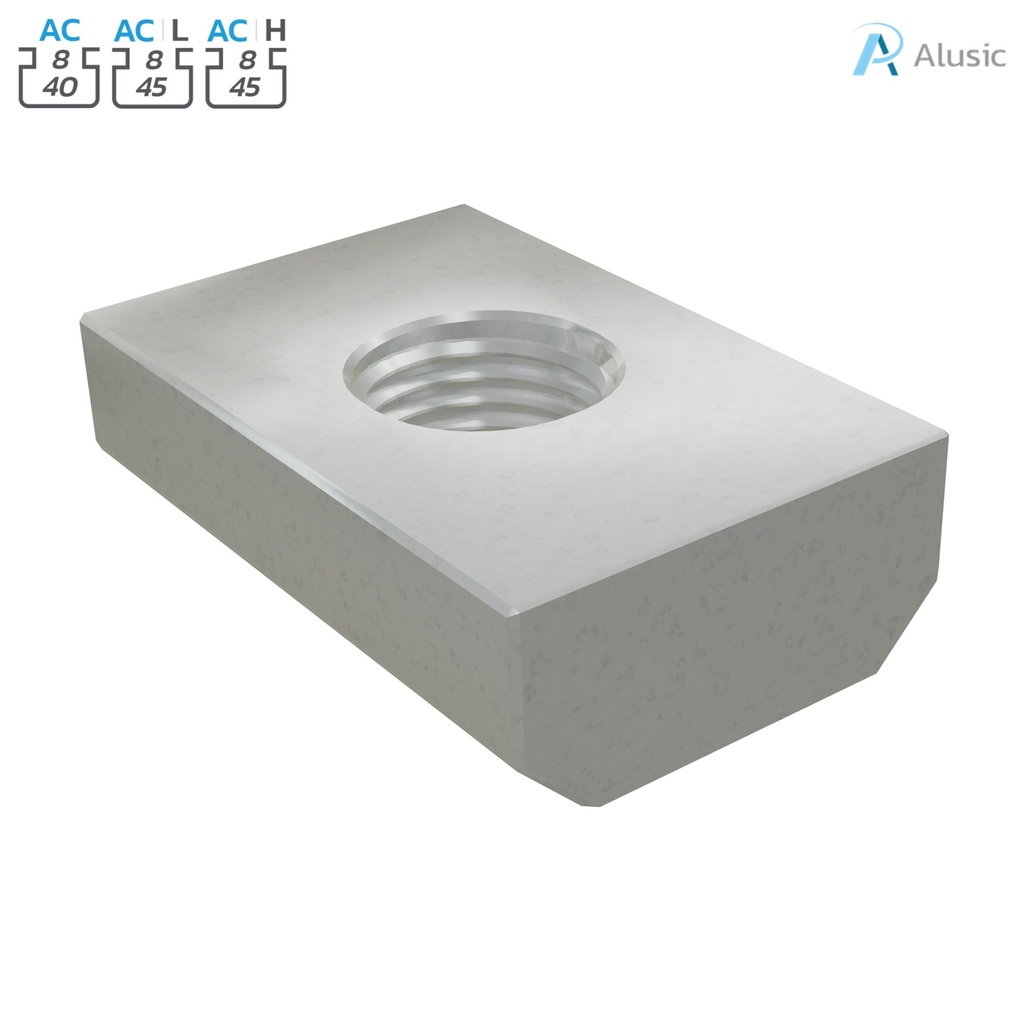[084.302.042] Alusic Rectangular nut 13x20 mm (M6)
