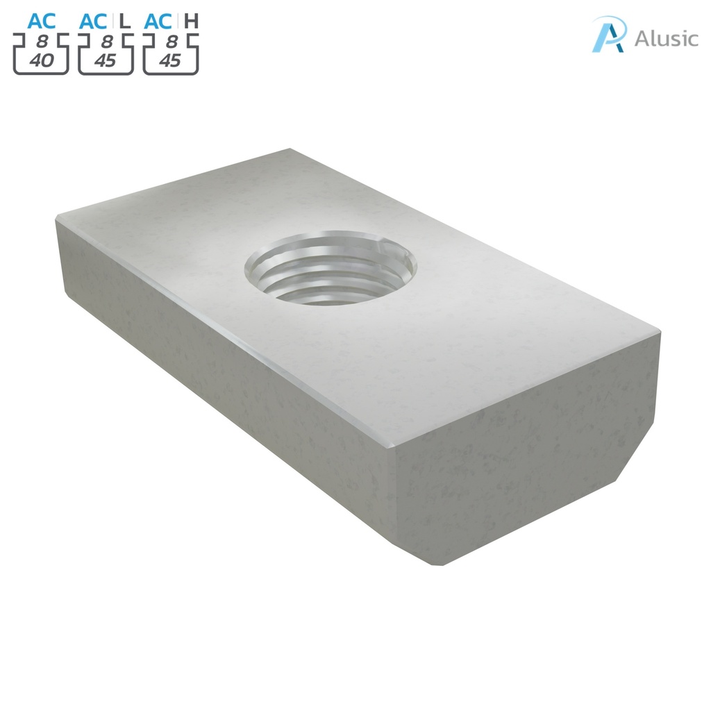 Alusic Rectangular nut 13x25 mm