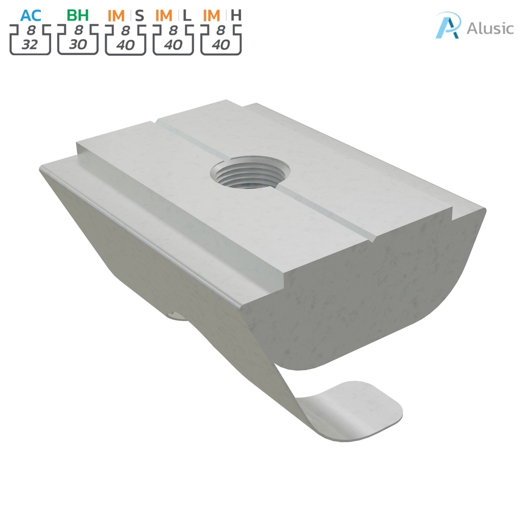 Alusic Swivel-in sliding block with spring 12x15 mm