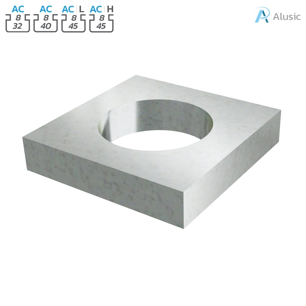 Alusic Square washer 13x13 mm, Ø 8 mm
