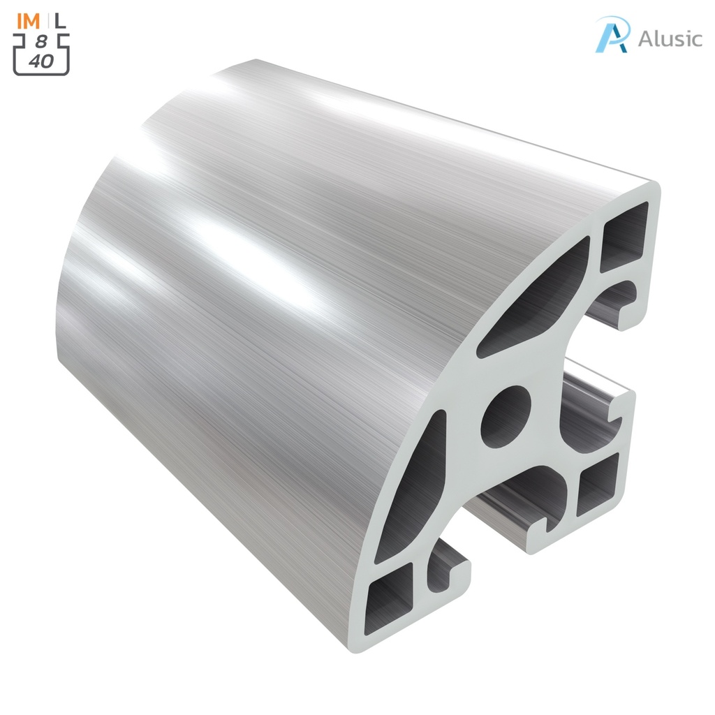 [084.114.018] Alusic Aluminium Profile, 40x40 mm, rounded