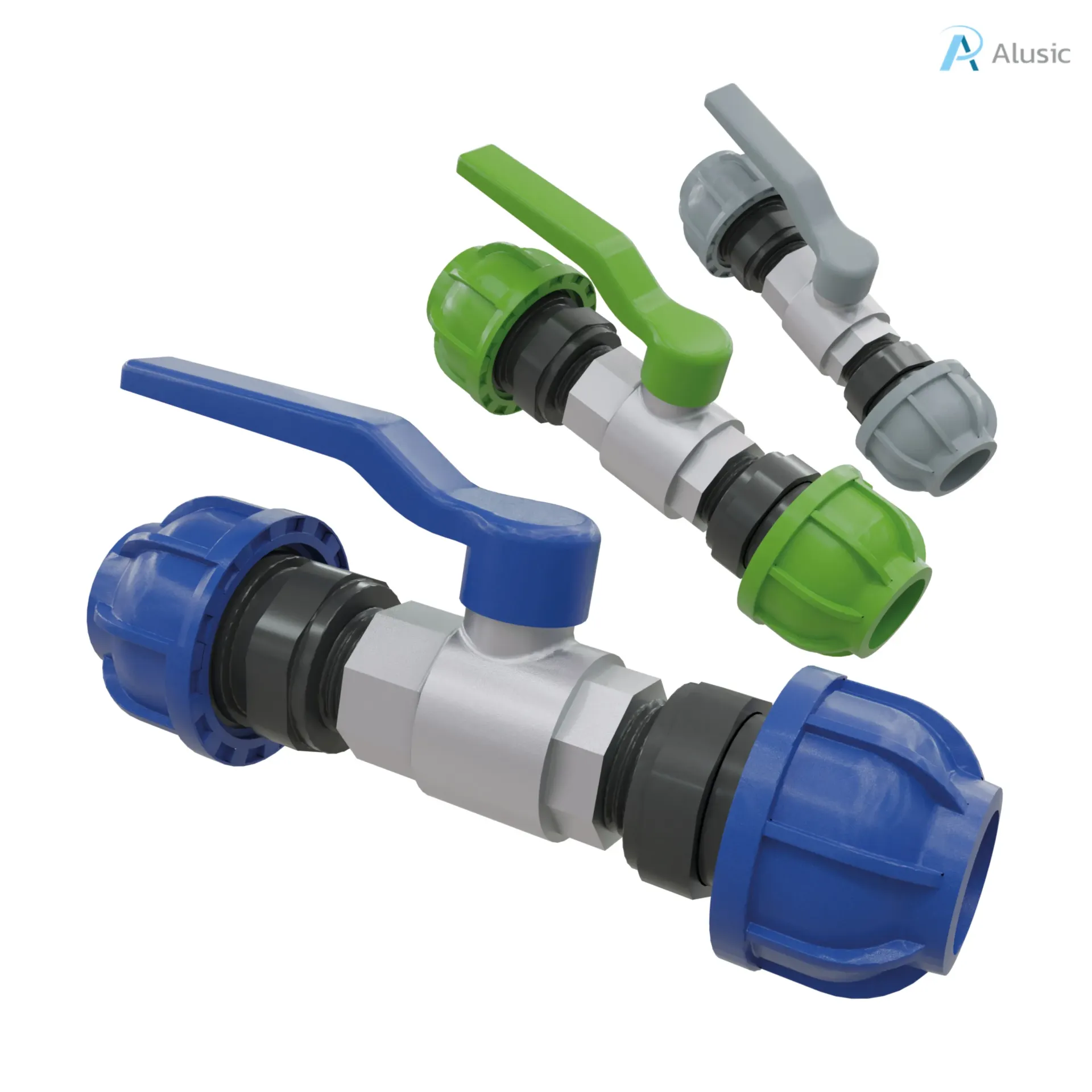 [R224.020.012] Alusic Straight Union Fitting with Ball-Valve (20x½", RAL 5015)