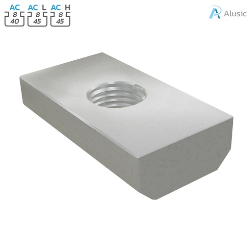 [084.302.011] Alusic Rectangular nut 13x25 mm