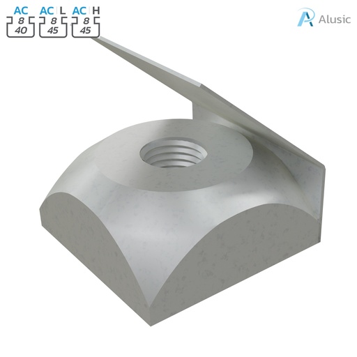 [084.302.006] Alusic Square nut with spring 13x13 mm