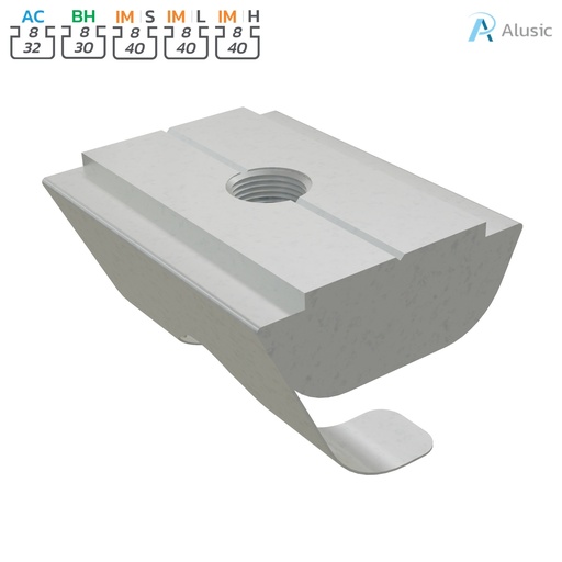 Alusic Swivel-in sliding block with spring 12x15 mm