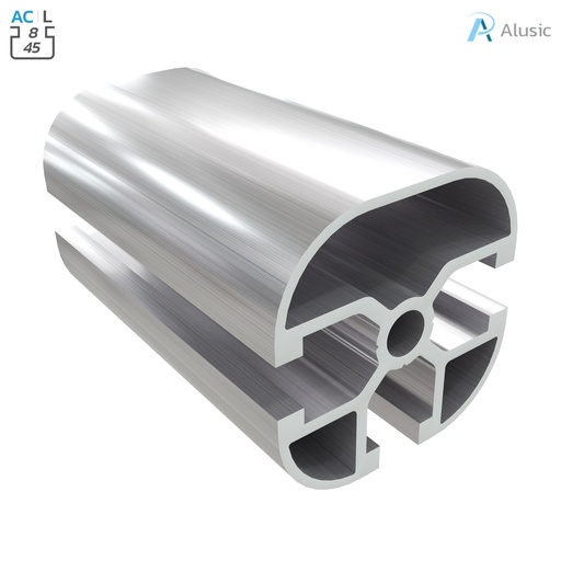 [ 800.029.009] Alusic Aluminium Profile, 45x45 mm, rounded