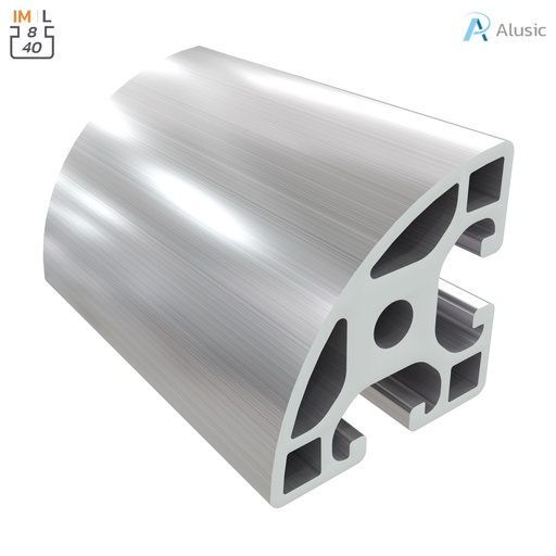 [084.114.018] Alusic Aluminium Profile, 40x40 mm, rounded
